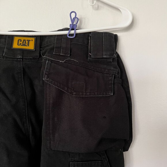 CAT Mens Black Workwear Cargo Pants With Multiple Pockets Size L Durable Cotton - Picture 8 of 13